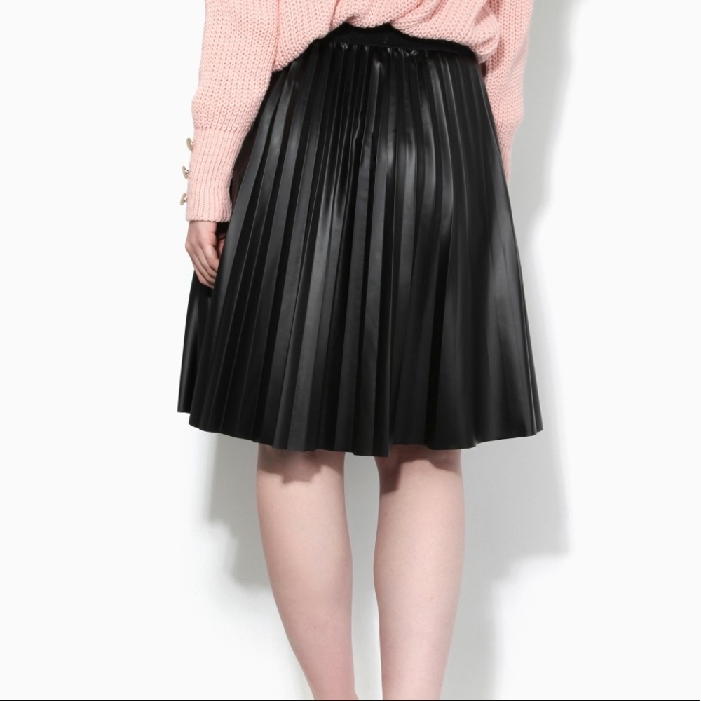 Zara Faux Leather Pleated Skirt